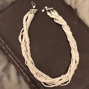 Vintage White Glass Bead Necklace